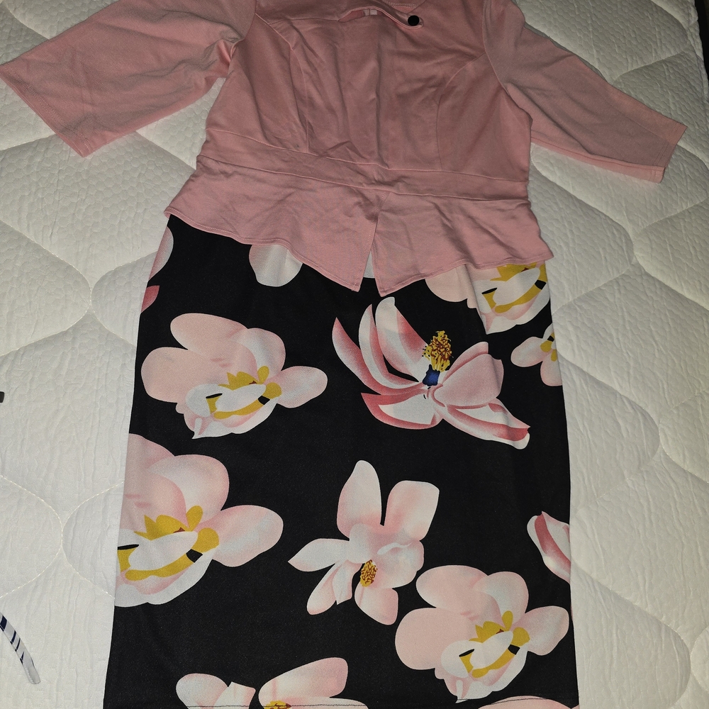 Floral Pink and Black Dress